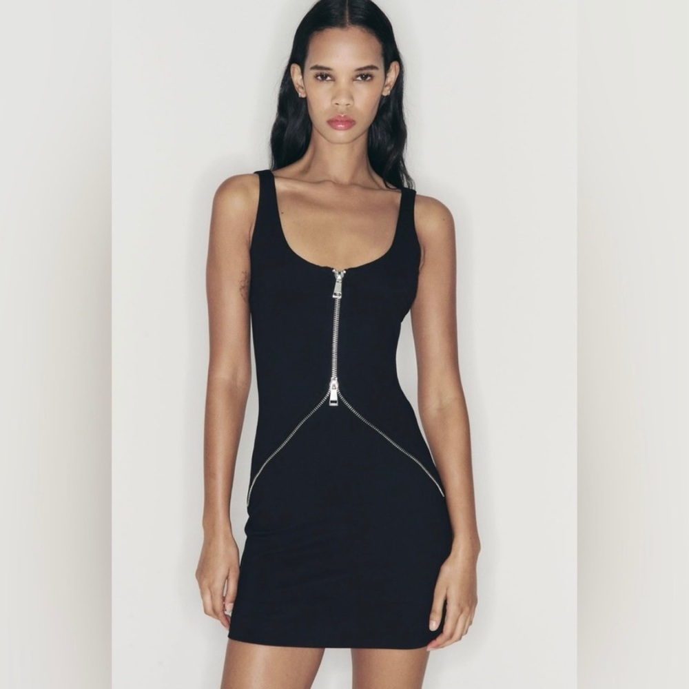 NWT ZARA ZIPPER MINI BODYCON DRESS